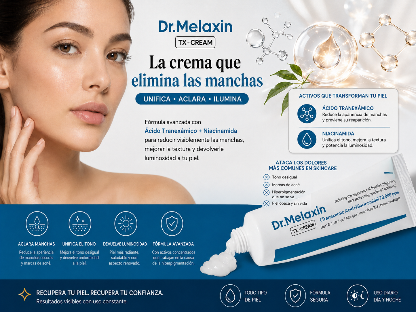Dr. Melaxin TX-Cream — Ayuda a mejorar la apariencia de manchas y unificar el tono de la piel.